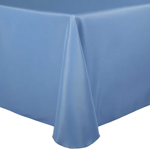 Vista 47 de Ultimate Textile 60 x 102 in Oval Tablecloth Polyester Linen - Machine Washable Stain & Wrinkle Resistant Seamless Design for Dining Events - Aqua