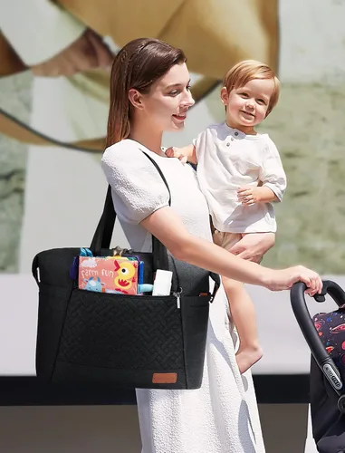 Vista 2 de LOVEVOOK Bolsa de pañales, bolsa de pañales para bebé, bolsa de pañales de viaje impermeable con cambiador