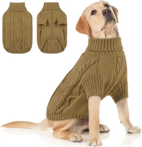 Vista 11 de Queenmore - Suéter de punto trenzado con cuello alto para perros pequeños, para climas fríos, para chihuahua, bulldog, teckel, carlino y yorkie, XS