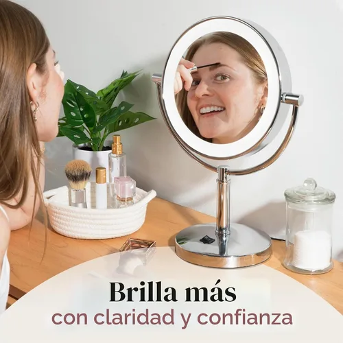 Vista 4 de Zadro Laguna Espejo de maquillaje de 11 pulgadas con luces y aumento LED iluminado espejo de maquillaje con aumento 5X/1X