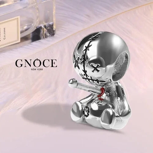 Vista 3 de GNOCE Dije de muñeca Voodoo de plata de ley 925 con dije de cuentas para mujer pulseracollar regalos de Halloween para niñas esposa hija Plata