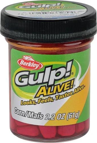 Vista 4 de Berkley ¡Golpe! ¡Vivo! Cebo suave de pesca de maíz Maíz Rojo