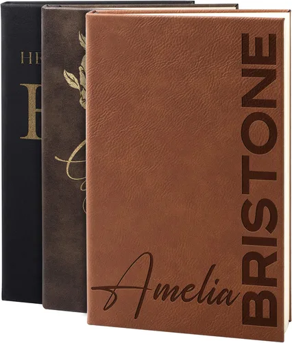 Vista 10 de Personal Leather Journal Notebooks 12 Design, 9 Color - Black Journal for Women, Men - Custom Notebook to Write in - Diary for Girls, Women
