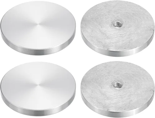 Vista 26 de uxcell M6 Rosca 0.787 in de diámetro de forma redonda de aluminio disco hardware 1pcs, aluminio círculo disco vidrio adaptador superior para mesa