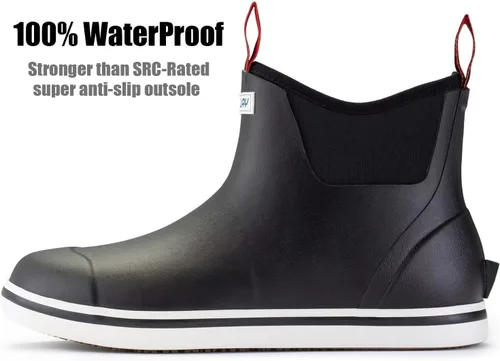 Vista 2 de SUREWAY Botas de cubierta profesionales antideslizantes para pesca y tobillo para hombre, botas de lluvia impermeables