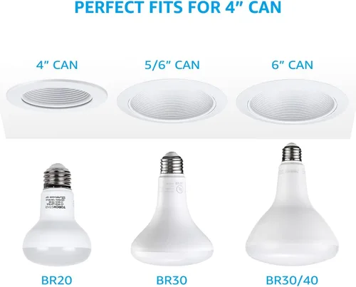 Vista 12 de TORCHSTAR Paquete de 8 bombillas LED BR20, luz de inundación para interiores R20, regulable, 7.5 W (50 W equivalente), UL y Energy Star, 3000 K