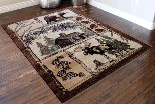 Vista 10 de Masada Rugs, Bear Cabin - Alfombra de alce (2 pies 2 pulgadas x 7 pies 2 pulgadas)