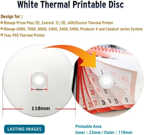 Vista 2 de CD-R 700MB 52X Hub térmico blanco imprimible - husillo de 100 discos (FFP) - 631-415-BX