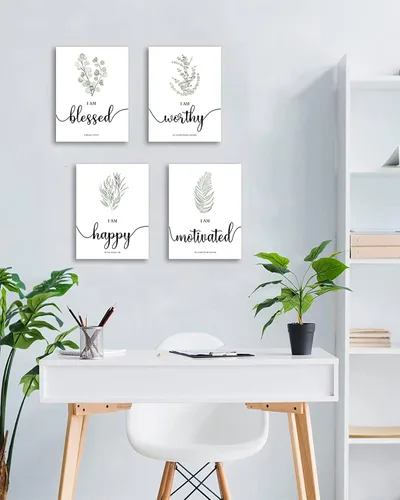 Vista 5 de Drsoum Arte inspirador enmarcado para pared, diseño botánico bohemio, decoración de pared, cita motivacional, oficina, estudio, sala de estar