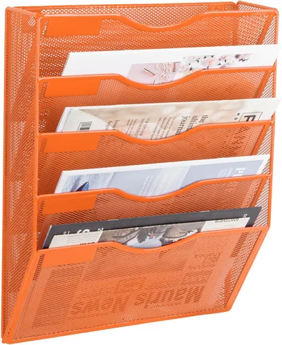 Vista 63 de EASEPRES Organizador de archivos de malla de 3 bolsillos para colgar en la pared, carpeta de papel para correo montada en la pared, organizador