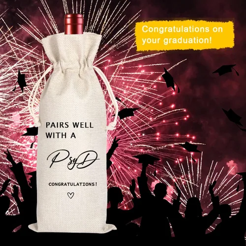 Vista 5 de Maydvdv PsyD Bolsa de vino, regalo para PsyD, regalo de graduación, regalo para psicólogo, regalo de graduación, combina bien con un PsyD (11MA01)