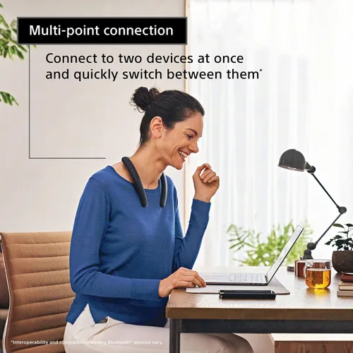 Vista 3 de Sony SRS-NB10 Altavoz Bluetooth con banda para el cuello inalámbrico, cómodo y ligero con tecnología para trabajar desde casa, micrófono
