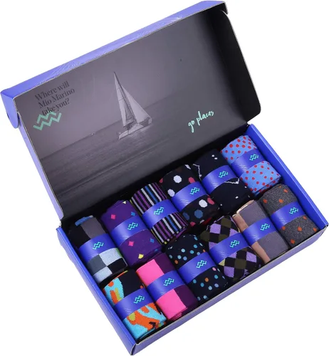 Vista 5 de Marino - Calcetines de vestir coloridos para hombre, de algodón con estampado de moda, 12 unidades.