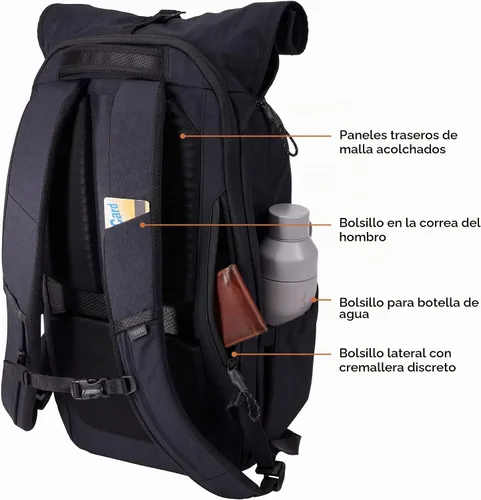 Vista 4 de Thule Paramount - Mochila de 24 litros con funda acolchada para laptop, se Negro