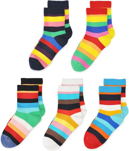 Vista 30 de EPEIUS Paquete de 5 calcetines sin costuras con rayas arcoíris para niños y niñas