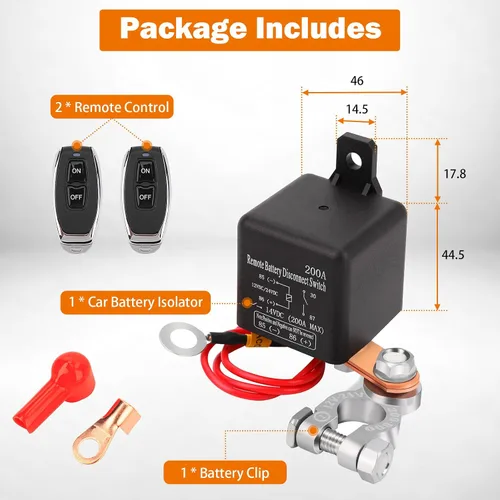 Vista 3 de Interruptor de Desconexión Remota de Batería de 12V, Interruptor de Corte de Batería para Automóvil, Control Remoto Mejorado de 200A, Interruptor