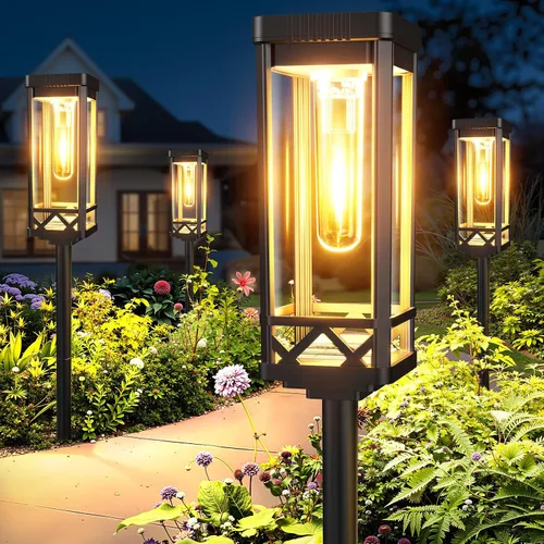 Vista 10 de KOOPER Taller Solar Pathway Lights Outdoor, 2 Pack Upgraded Brighter Solar Garden Lights Solar Powered, Up To 15 Hours Outdoor Solar Lights for Yard