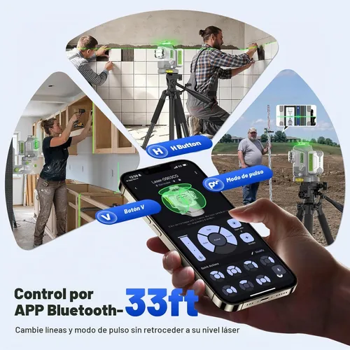 Vista 5 de Huepar Pro Kit de nivel láser para exteriores con receptor, largo alcance