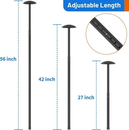 Vista 3 de Poste de soporte para bolsa de viaje de golf, protector de palos de golf de acero aleado resistente con cubierta de ABS, ajustable de 27 a 56