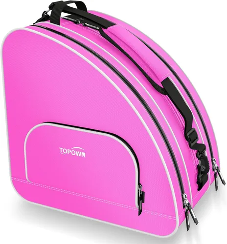 Vista 10 de TOPOWN Bolsa premium para patines de hielo - Bolsa de patines y cuchillas para hombres y mujeres - Negro y rojo rosa