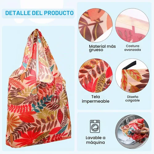 Vista 5 de Paterr Paquete de 50 bolsas de comestibles reutilizables plegables, bolsas de compras lavables a granel con bolsa de transporte para comestibles