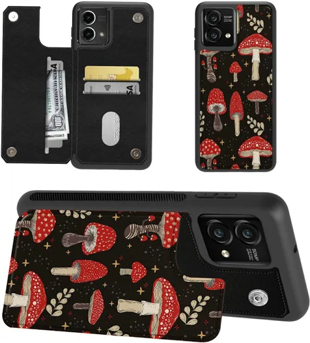 Vista 22 de Funda tipo cartera para Moto G Stylus 5G 2023 con soporte para tarjetas, bloqueo RFID, piel sintética, función atril, cierre magnético, funda