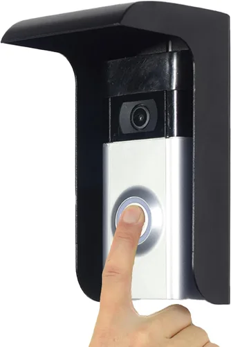 Vista 9 de Funda para timbre de puerta, protector de timbre de metal negro, protector de timbre de video pequeño, cubierta de teclado de control de acceso al