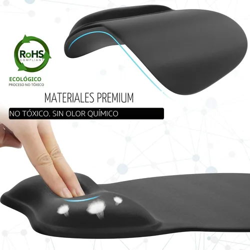 Vista 5 de MROCO - Alfombrilla ergonómica para mouse con reposamuñecas de gel, 9.4 x 8.1 pulgadas, color negro Ergonomic Shape Design for Pain Relief