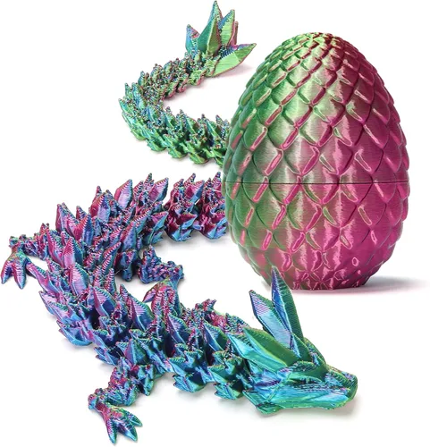 Vista 8 de Zobetro Dragón Impreso en 3D con Huevo Sorpresa, Dragón de Cristal Articulado en Huevo, Juguetes de Escritorio Fidget de Dragón Ejecutivo, Regalos