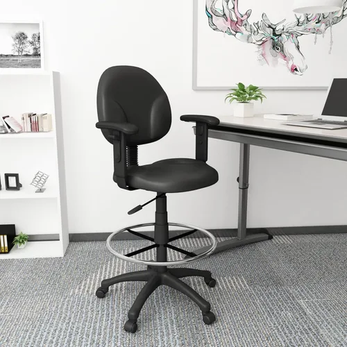 Vista 2 de Boss Office Products B1691-CS Stand Up Caressoft Taburete de dibujo con brazos ajustables en negro
