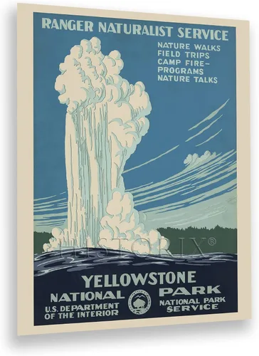 Vista 6 de HISTORIX Póster vintage de viaje del Parque Nacional Yellowstone de 1938, 8 x 10 pulgadas, arte de pared que muestra el viejo géiser fiel