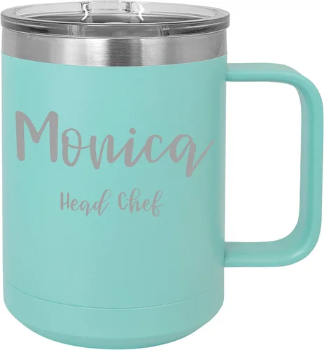 Vista 18 de Taza personalizada con recubrimiento en polvo de 15 oz con tapa personalizada grabada (negro)