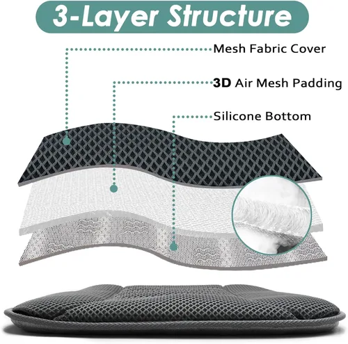 Vista 4 de AEROiVi Cojín para Asiento de Coche para Conducir, Malla de Aire 3D Transpirable, Fondo Antideslizante, Protector de Asiento de Coche Cómodo, Cojín