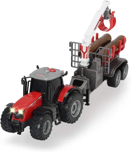 Vista 3 de Dickie Toys 203737003AMA Massey Ferguson 8737 203737003 Juguete con luz de fricción Sonido y Remolque, funciona con pilas, 16.5 in, multicolor