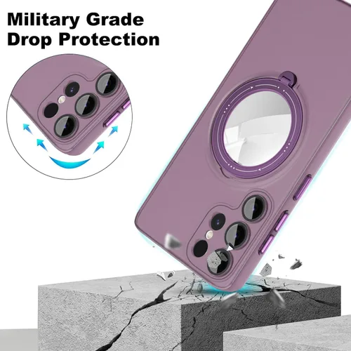 Vista 4 de Funda para Samsung Galaxy S23 Ultra, [compatible con Magsafe] con protector de lente de cámara y kiskstnad ligera y translúcida mate, borde suave, a