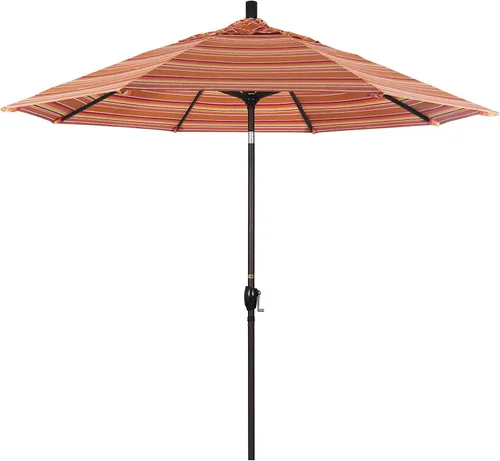 Vista 25 de California Umbrella Paraguas redondo de aluminio del mercado de 9', elevación de manivela, inclinación del botón, poste de bronce Azul (Air Blue)