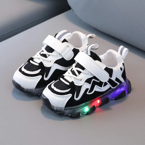 Vista 2 de Zapatos de caminar suaves del bebé del bebé,Niños bebé niñas llevó luz luminosa corriendo deporte zapatos zapatillas de deporte de malla