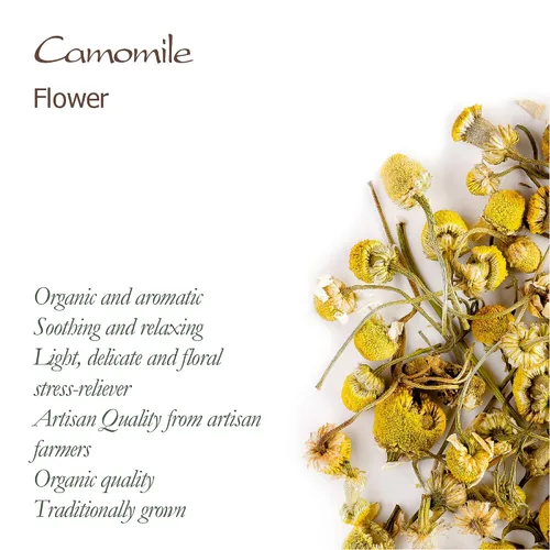 Vista 5 de Flores de manzanilla Té de hierbas orgánico - Calmante y relajante - Matricaria silvestre Manzanilla - Camomila Flores de manzanilla Chanile Chanile