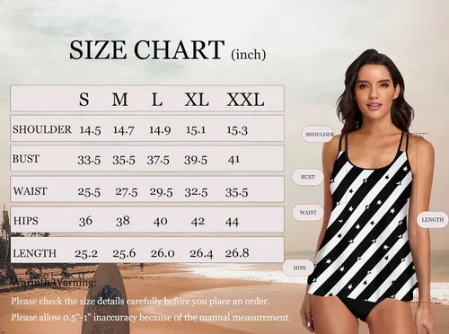 Vista 4 de Omichic Modest Tankini Sets for Womens Swimsuits 2 Piece Athletic Bathing Suits Flowy Tank Top with Mid-Waist Bikini Bottom