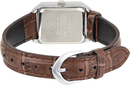 Vista 2 de Casio LTP-V007L-9B Reloj de vestir con esfera dorada romana con correa de cuero rectangular para mujer, Oro, Movimiento de cuarzo