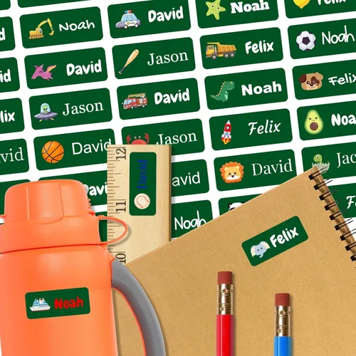Vista 14 de 128 etiquetas adhesivas de nombre personalizadas para guardería, etiquetas de nombre impermeables personalizadas para niños, suministros escolares