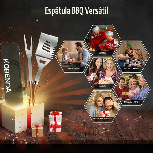 Vista 2 de Juego de 7 piezas, herramientas de parrilla para utensilios de parrilla al aire libre, accesorios para barbacoa
