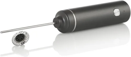 Vista 5 de AdHoc Moro - Espumador de leche Batidor eléctrico de mano Cabezal de batidor de acero inoxidable Funciona con pilas Gris Espuma perfecta