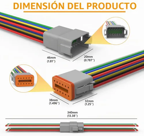 Vista 3 de Newdeli Deutsch - Kit de conectores de 12 pines, impermeable, conector eléctrico de 16 AWG macho y hembra, conectores de cable automotriz