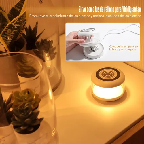 Vista 6 de oneleaf Luz de Ambiente Portátil LED Luz Nocturna, lámpara de vela, tres luces con base de carga, interruptor táctil recargable sin cable para baño