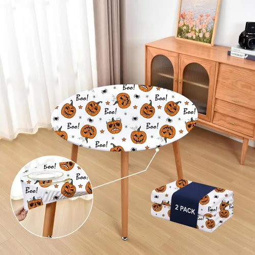 Vista 76 de Mantel ajustado blanco con elástico para mesas plegables de 48x48 pulgadas, manteles lavables y elásticos de elastano para mesas de cartas, manteles