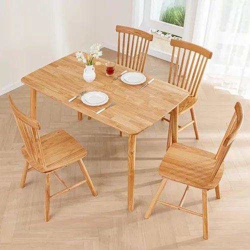 Vista 8 de DELAVIN Mesa de cocina moderna de mediados de siglo de 47.2 pulgadas, mesa de comedor de madera, mesa de cocina rectangular de madera, mesa de Negro