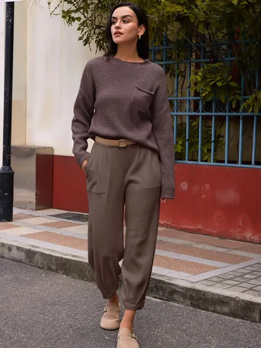 Vista 4 de LILLUSORY Conjunto de 2 piezas para mujer, conjunto de suéter y pantalones de gran tamaño para otoño 2023