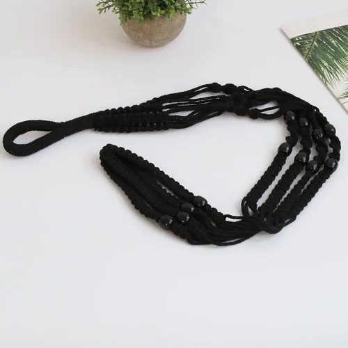 Vista 5 de Colgador de macramé para colgar plantas de interior con cuentas de madera, macetas de macramé sin borlas, para interiores y exteriores, decoración
