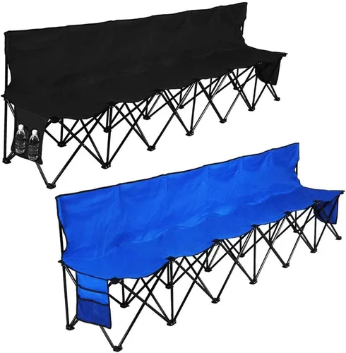 Vista 6 de Yaheetech Silla plegable portátil de 6 asientos con respaldo para actividades al aire libre, deporte, camping, playa, ahorro de espacio, ligera